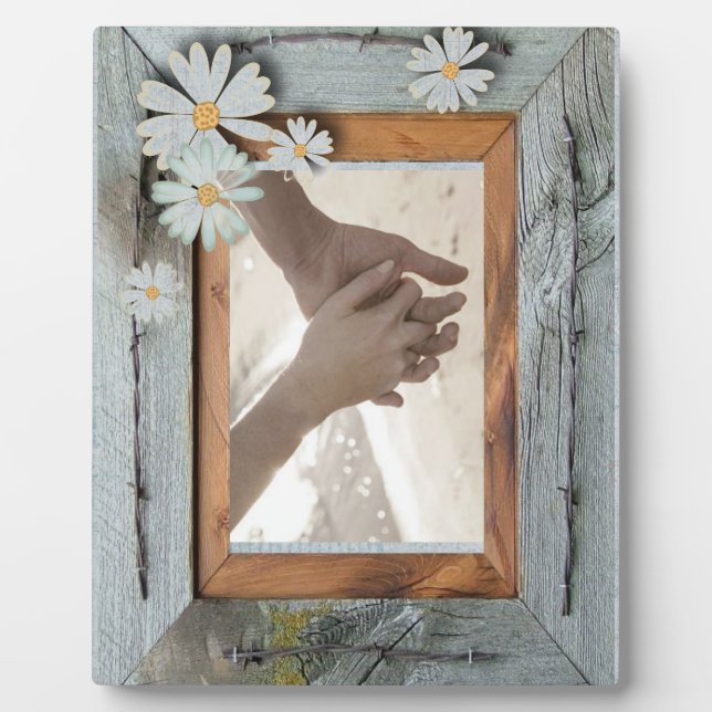 rustic blue barn wood daisy country wedding plaque (Front)