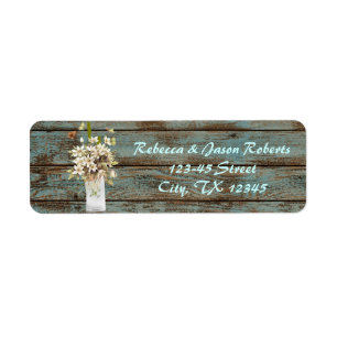 rustic blue barn wood wildflower country wedding label
