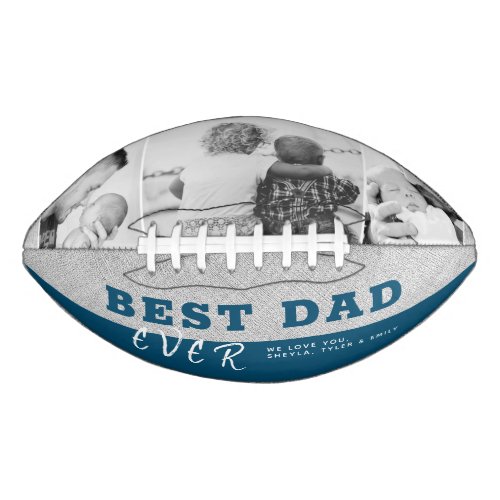 Rustic Blue Best Dad Fathers Day 3 Photo Collage Football