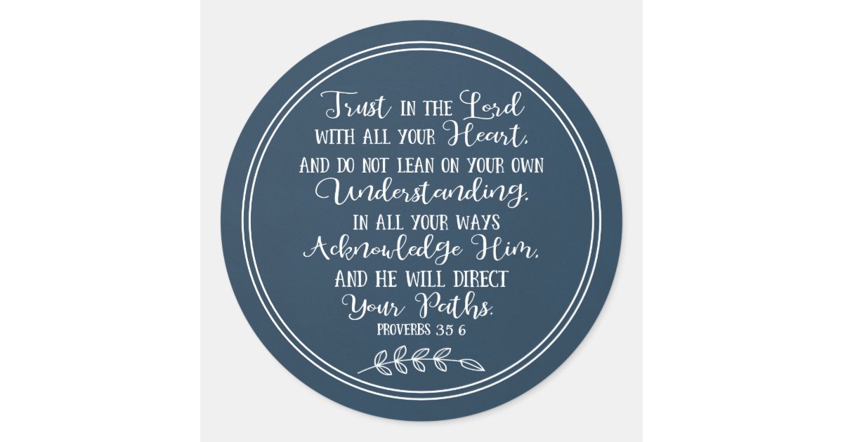 Rustic Blue Bible Verse Christian Typography Classic Round Sticker Zazzle