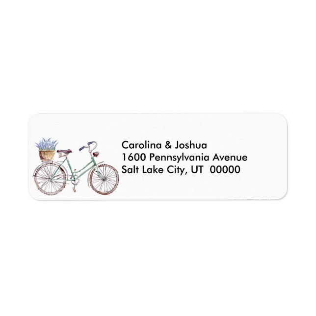 Rustic Blue Bicycle Lavender Floral Label (Front)