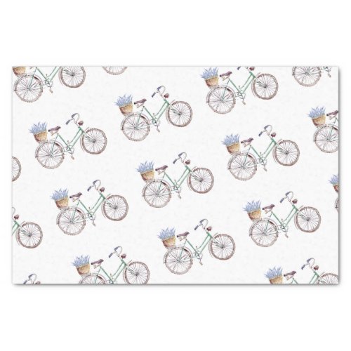 Rustic Blue Bicycle Lavender Floral Tissue Paper