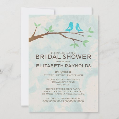 Rustic Blue Bird Bridal Shower Invitations