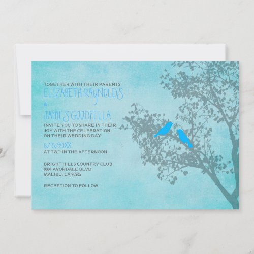 Rustic Blue Birds Wedding Invitations