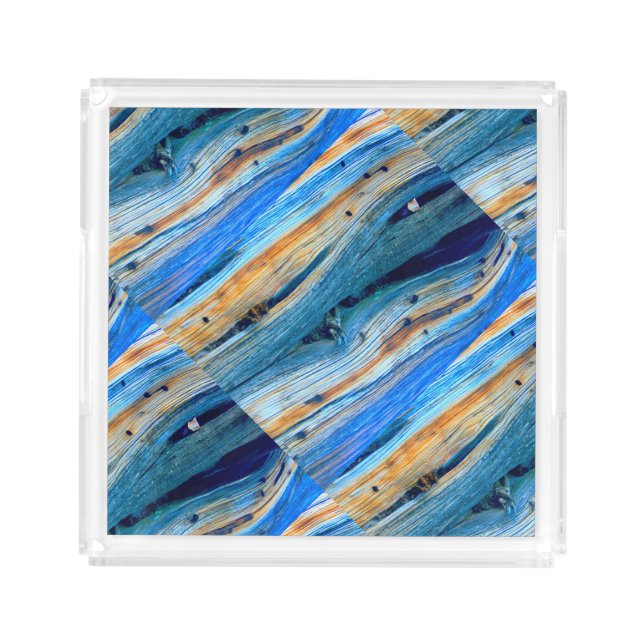 rustic blue boards acrylic tray (Front)