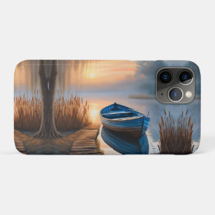 Rustic blue boat Morning Sky Reflection iPhone 11 Pro Case