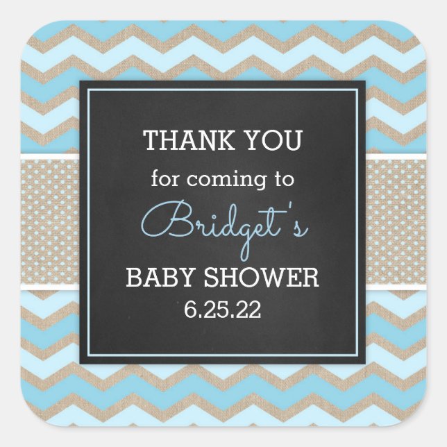 Rustic Blue Boy Baby Shower favor sticker 3656 (Front)
