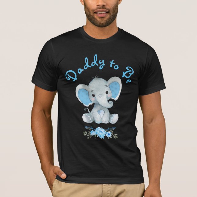 Rustic Blue Boy Elephant Daddy to Be Baby Shower  T-Shirt (Front)