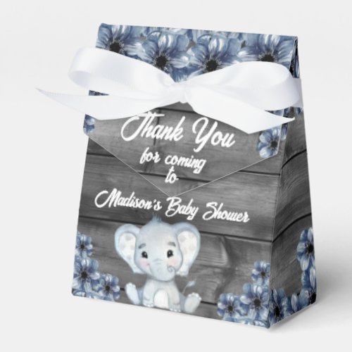 Rustic Blue Boy Elephant Favor Box Baby Shower