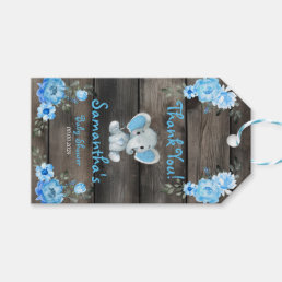 Rustic Blue Boy Elephant Giveaway Baby Shower Gift Tags
