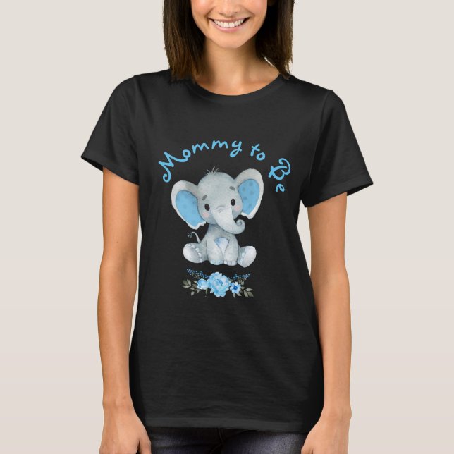 Rustic Blue Boy Elephant Mommy to Be Baby Shower  T-Shirt (Front)