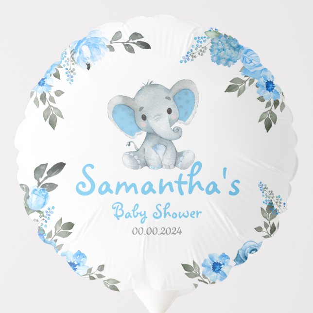 Rustic Blue Boy Elephant Table Decor Baby Shower Balloon (Front)