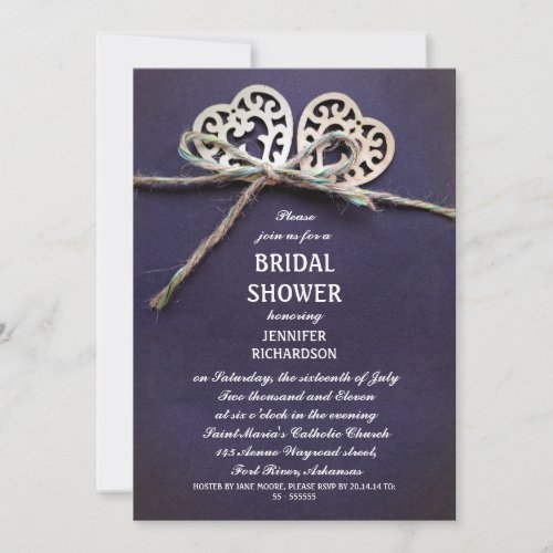 rustic blue bridal shower invitation