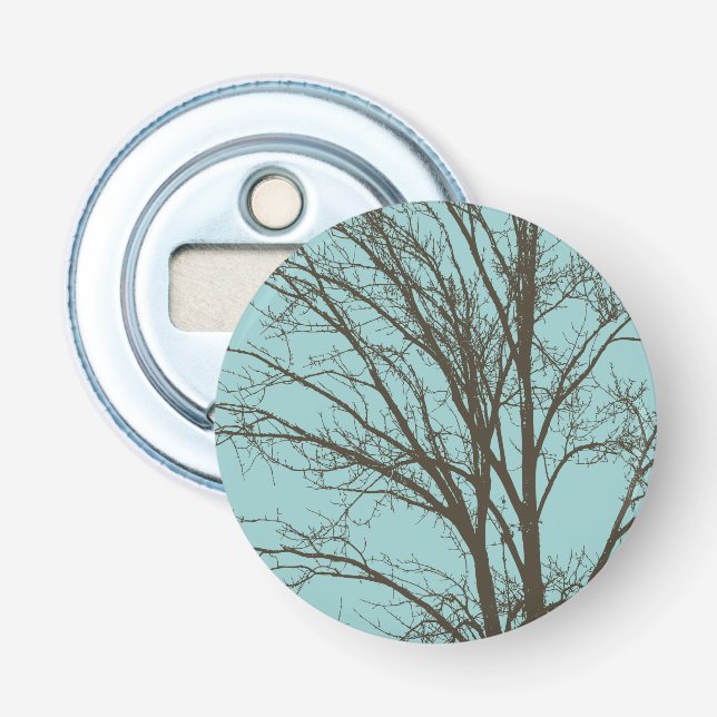 Rustic Blue Brown Tree Branches Bottle Opener (Front)