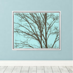 Rustic Blue Brown Tree Branches Canvas Print