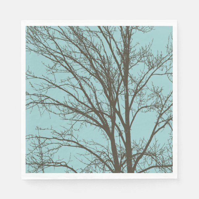 Rustic Blue Brown Tree Branches Napkins (Front)