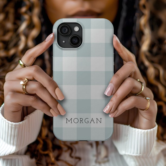 Rustic Blue Buffalo Check Monogram Case-Mate iPhone Case (Creator Uploaded)