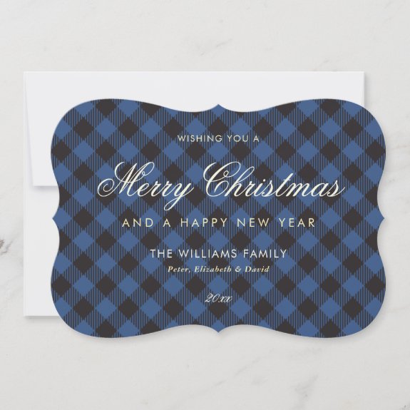 Rustic Blue Buffalo Plaid Merry Christmas