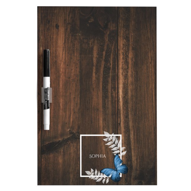 Rustic Blue Butterfly Dry Erase Board (Front)