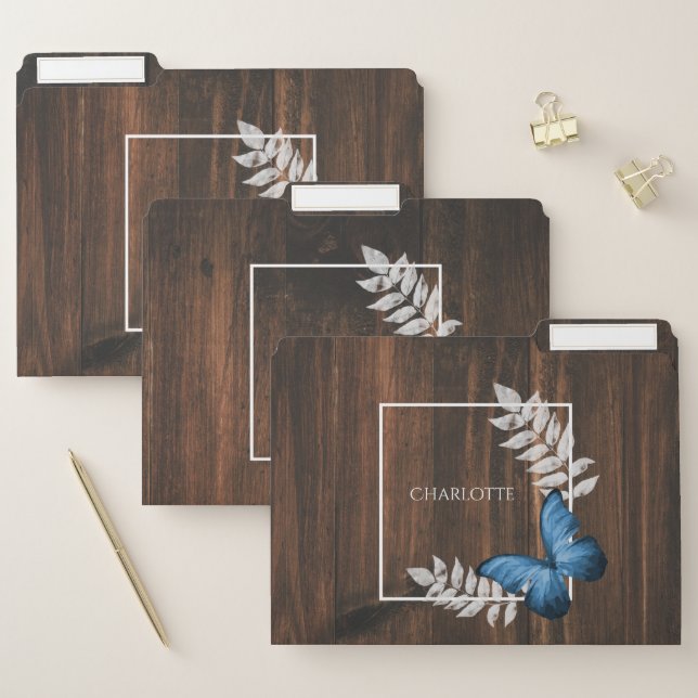Rustic Blue Butterfly File Folder (Set)