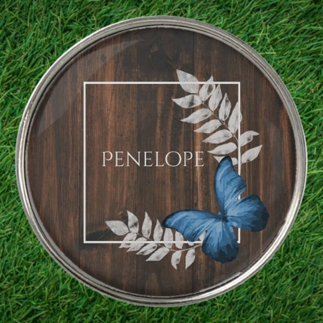 Rustic Blue Butterfly Golf Ball Marker (Rustic Blue Butterfly Golf Ball Marker)