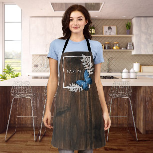 Rustic Blue Butterfly Personalized Apron