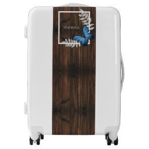 Rustic Blue Butterfly Personalized Luggage