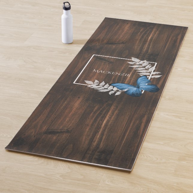 Rustic Blue Butterfly Yoga Mat (In Situ)