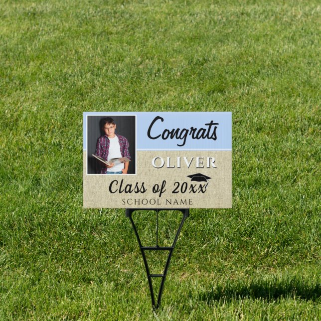 Rustic Blue Congrats Graduate Photo Graduation Sign (Insitu)
