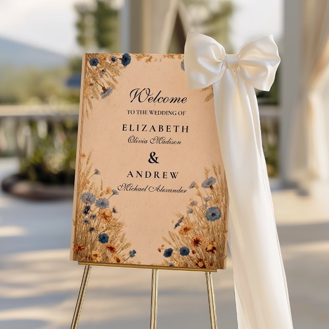 Rustic Blue Cornflower Wedding Foam Board (Creator Uploaded)