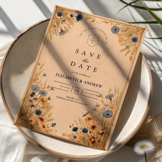 Rustic Blue Cornflower Wedding Save The Date (Creator Uploaded)