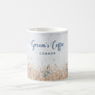 Rustic Blue Cornflowers & Wheat Field Groom Coffee Mug