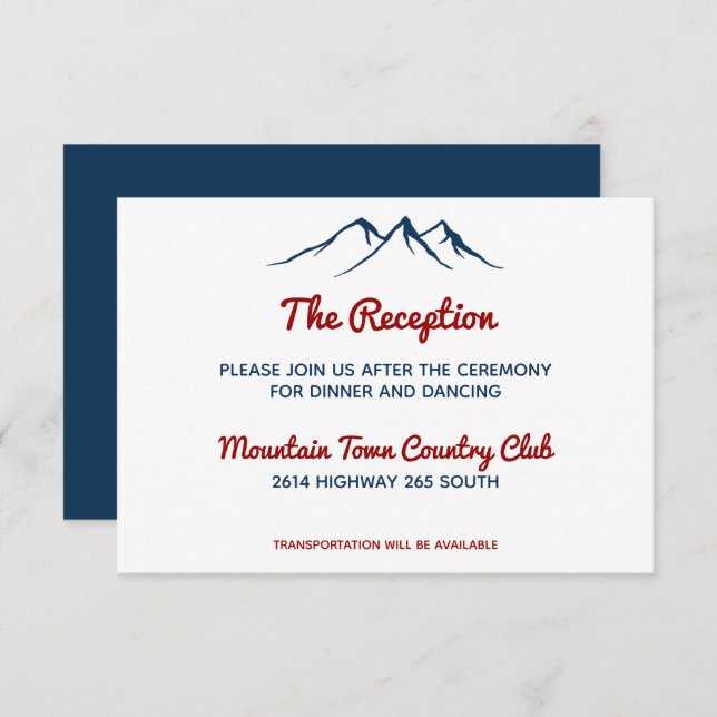 Rustic Blue Country Mountain Deer Reception Invitation (Front/Back)