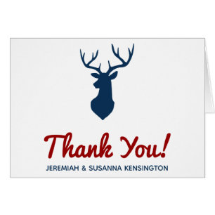 Rustic Blue Deer and Mountain Wedding Thank You Cards