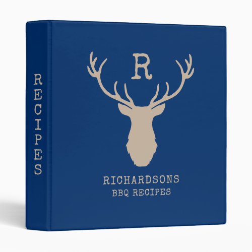 Rustic Blue Deer Family Barbecue Cookbook Recipe 3 Ring Binder