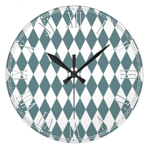 Rustic Blue Diamond Modern Retro Pattern Clock