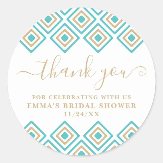Rustic Blue Diamond Thank You Sticker (Front)
