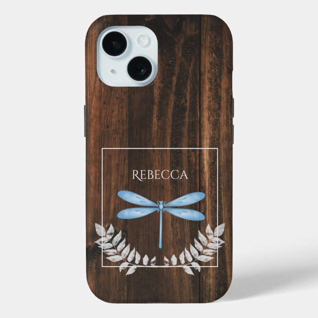 Rustic Blue Dragonfly Personalized Case-Mate iPhone Case (Back)