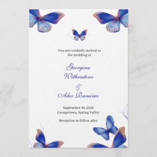 Rustic Blue Editable Photo Wedding Invite