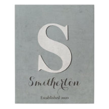 Rustic Blue Family Name Initial Monogram Wedding