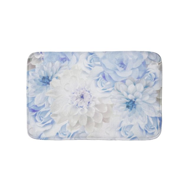 Rustic Blue Floral Bath Mat (Front)