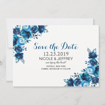 Rustic Blue Floral Country Barn Wedding Card by My_Wedding_Bliss at Zazzle