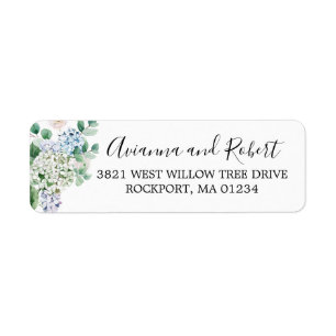 Rustic Blue Floral Hydrangea Return Address Label