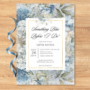 Rustic Blue Floral Something Blue Bridal Shower Invitation