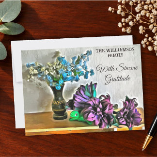 Rustic Blue Floral Sympathy Thank You 2190  Card
