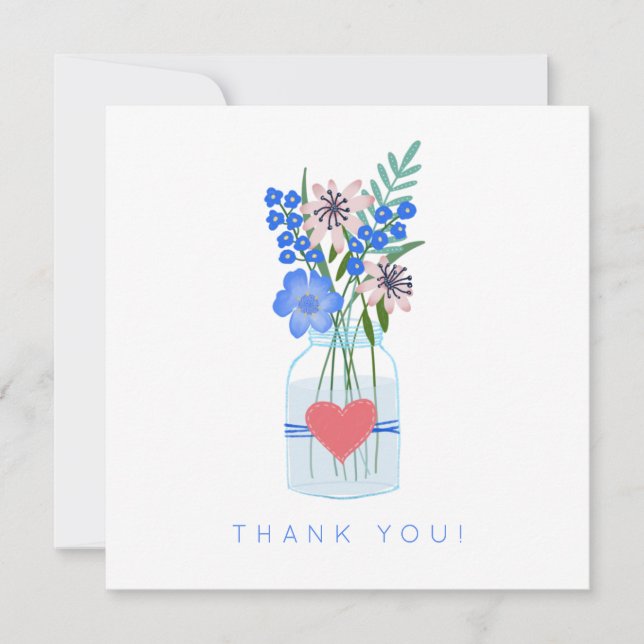 Rustic Blue Floral Thank You (Front)