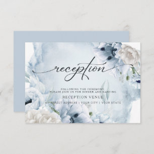 Rustic Blue Floral Watercolor Reception Invitation
