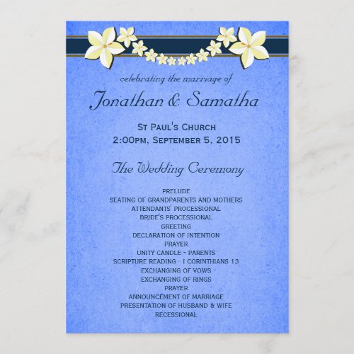 Rustic Blue Floral Wedding Program Templates