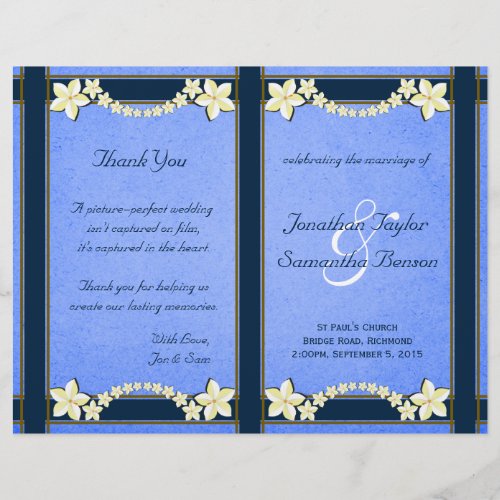 Rustic Blue Floral Wedding Program Templates