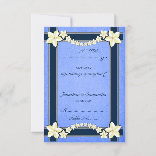 Rustic Blue Floral Wedding Table Place Cards
